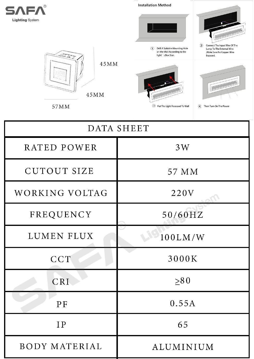 stairs led 3w 8013 انارة درج سلم مربع 3 وات - الصورة 5