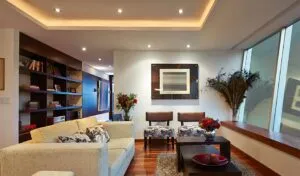 modern living room with spot lights 1 300x176 - أفضل لون إضاءة للبيت