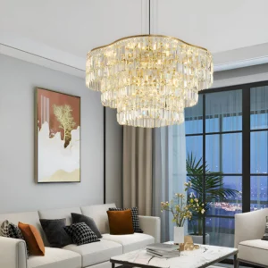 modern luxury gold crystal chandelier living room 1