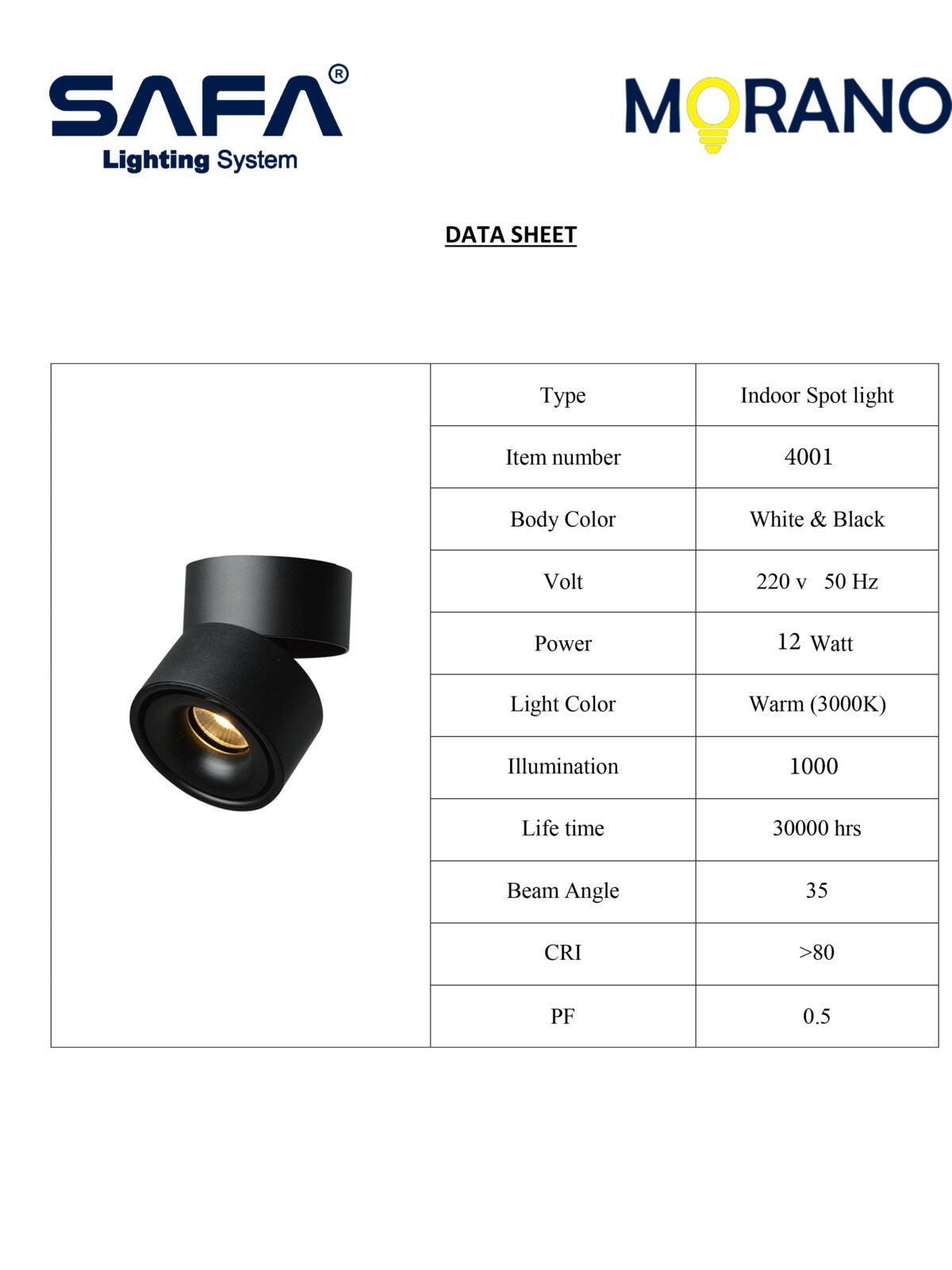 12W Moving Cylinder Spotlight - Image 3