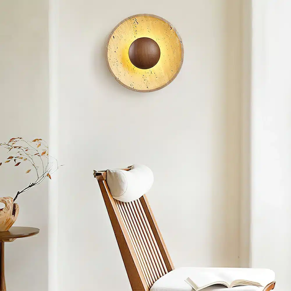 Halo_Travertine_Wall_Light__5 ابليك ليد حجر دائري مودرن - الصورة 1